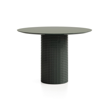 Обеденный стол Клинкер Рельеф, К-25, D=80, Керамика, Основание глянцевое