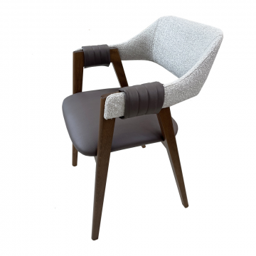 Стул KELLI бежевый букле, экокожа коричневая, орех