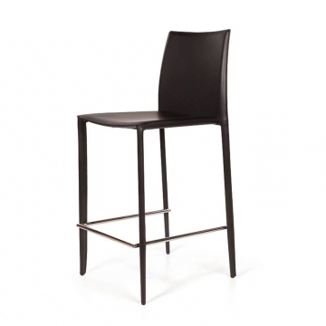 Стул полубарный Rolf, кожа черный