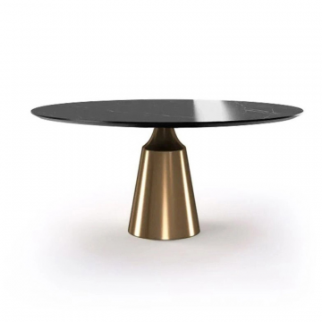 Стол круглый Lucas 120, керамика глянцевая, черная