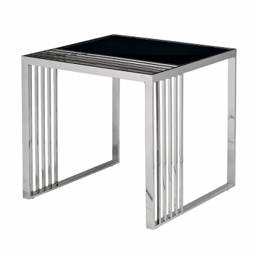 13RX-50330 Стол журнальный черн.стекло/серебро 55*55*55 см