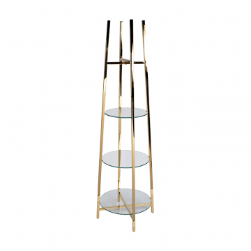 47ED-00501 Стеллаж прозр.стекло/золото