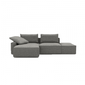 Диван HARIUS угловой с оттоманкой без подлокотника серый