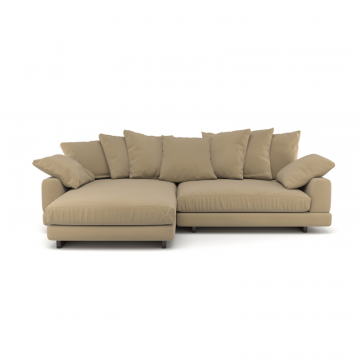 Диван AMUR PUFFY угловой с оттоманкой светло-коричневый