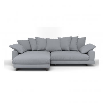 Диван AMUR PUFFY угловой с оттоманкой светло-серый