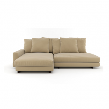 Диван AMUR PUFFY угловой с оттоманкой без подлокотника светло-коричневый