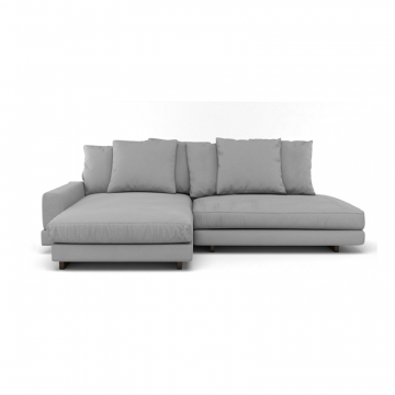 Диван AMUR PUFFY угловой с оттоманкой без подлокотника светло-серый