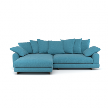Диван AMUR PUFFY угловой с оттоманкой голубой