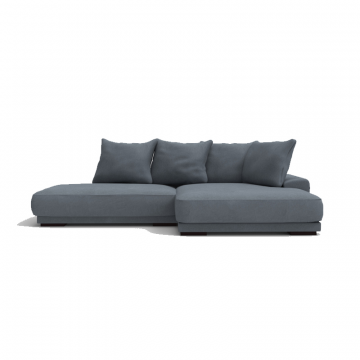 Диван HOR угловой с оттоманкой без подлокотника серый