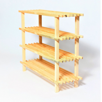 Полка для обуви 4 отделения, массив сосны