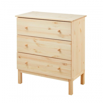 Комод деревянный с 3 выдвижными ящиками на ножках, массив сосны