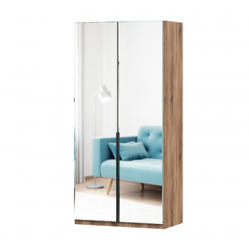 Норд Шкаф двухстворчатый с двумя зеркальными дверями (Дуб Кастелло Бренди)