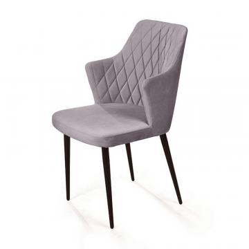 Стул с подлокотниками Hunt ромб, бархат светло-серый 26 / чёрный конус