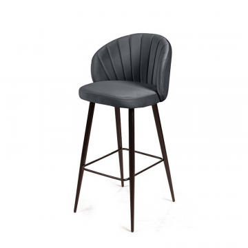 Стул барный Mont Blanc, бархат светло-серый 26 / черный конус