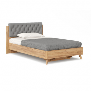 Марта-2 Кровать 1200 (с КО и мягкой накладкой, каретная стежка Capri 24) (Дуб Золотой/Серый)