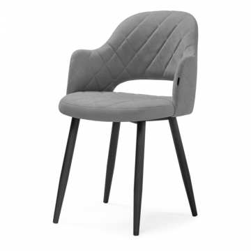 Стул на металлокаркасе Гутрид ромбы спереди серый / черный