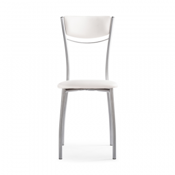 Стул на металлокаркасе Goki с мягкой спинкой белый полимер / светлый мусс