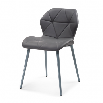 Стул на металлокаркасе Вальд экокожа серый / серый глянец