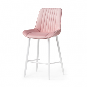 Полубарный стул Седа велюр розовый / белый
