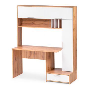Письменный стол Лайт 03.243 150х57х180 дуб золотой (craft) / белый премиум