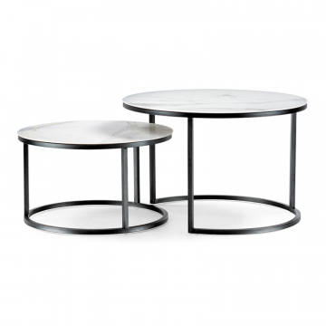 Комплект столиков Плумерия 60,5х39,5(50,5х29,5) белый мрамор / черный