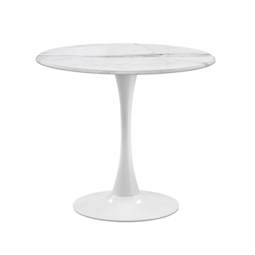 Стол Тулип 90х73 мрамор белый / белый