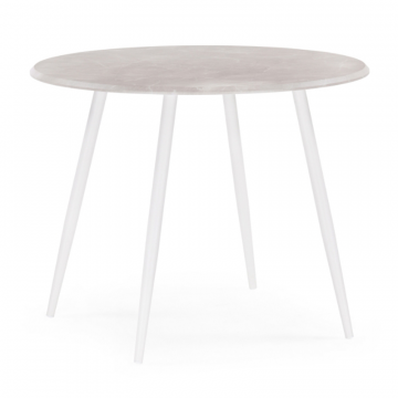 Деревянный стол Абилин 100х76 мрамор светло-серый / белый матовый