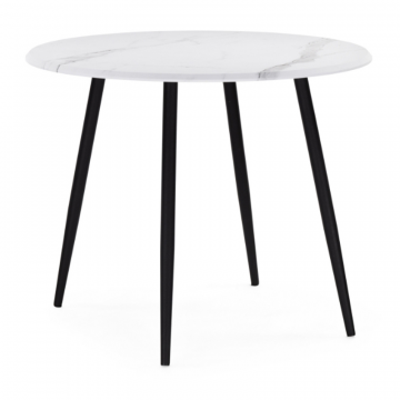 Деревянный стол Абилин 100х76 мрамор белый / черный матовый