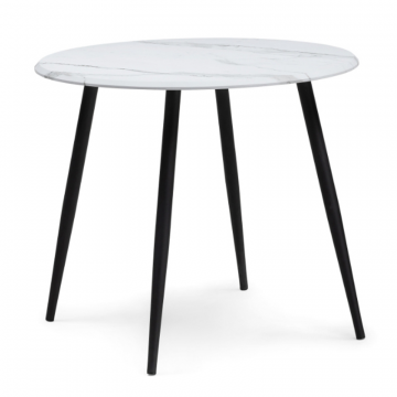 Деревянный стол Абилин 90х76 мрамор белый / черный матовый