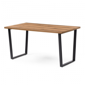 Стол Лота Лофт 140х80х75 25 мм дуб делано темный / матовый черный