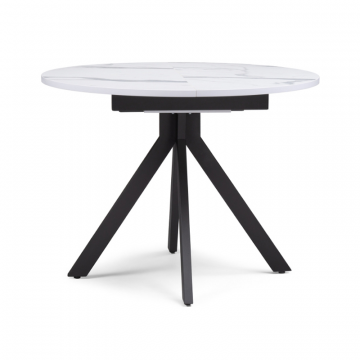 Деревянный стол Бетина 100(130)х100х75 мрамор белый / черный