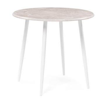 Деревянный стол Абилин 90х76 мрамор светло-серый / белый матовый