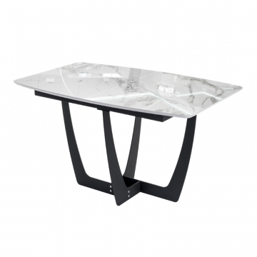 Стол Миссандея 140(180)х85х76 графит / белый мрамор