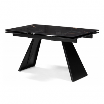 Стеклянный стол Хорсборо 140(200)х80х79 обсидиан / черный