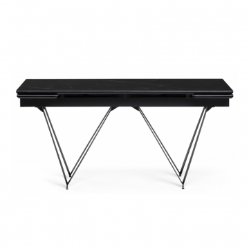 Стеклянный стол Марвин 160(220)х90х76 черный мрамор / черный