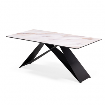 Стеклянный стол Ноттингем 180х90х74 оптивайт / черный