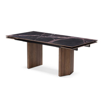 Стеклянный стол Монерон 200(260)х100х77 мейджик / орех кантри