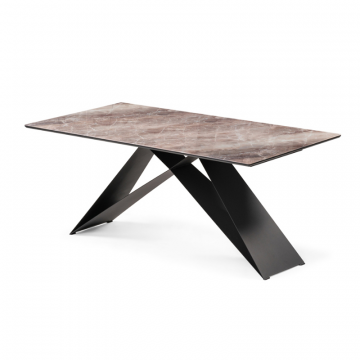 Стеклянный стол Ноттингем 180х90х74 карелия / черный