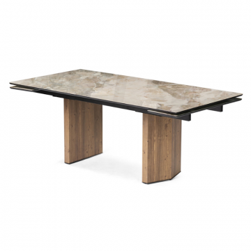 Стеклянный стол Монерон 200(260)х100х77 каталония / орех кантри