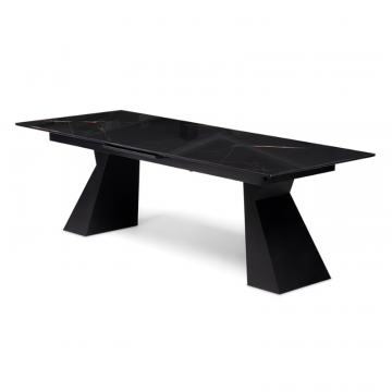 Стеклянный стол Денхольм 240(290)х100х75 обсидиан / черный