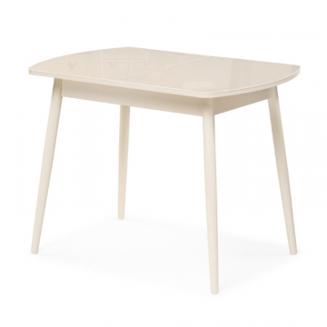 Стеклянный стол Калверт 94(126)х64х75 кремовый