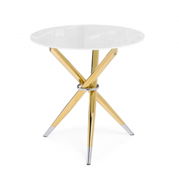 Стеклянный стол Rock 80х75 white / gold