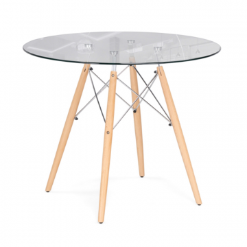 Стеклянный стол PT-151 80х76 clear glass / wood