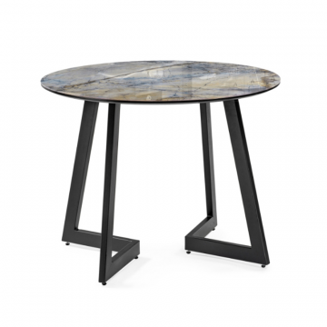 Стеклянный стол Алингсос 100(140)х100х76 магеллан / черный