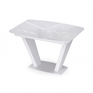 Стол на тумбе Петир 120(160)х80х75 ультра белый / белый / камень белый