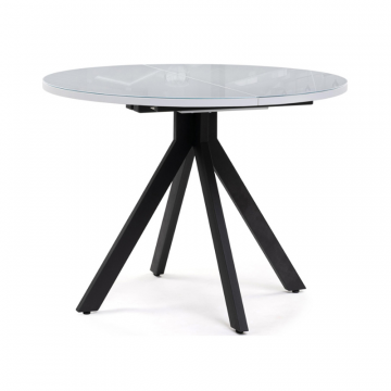 Стеклянный стол Бетина 100(130)х100х75 черный / белый