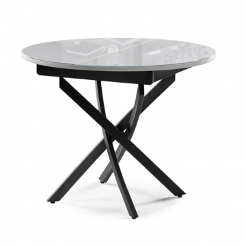 Стеклянный стол Лауриц раскладной 100(130)х100х80 черный / белый раскладной