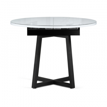 Стеклянный стол Регна 100(130)х100х75 черный / белый