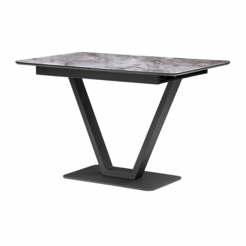 Стол на тумбе Бугун 120(160)х80х77 мрамор серый / черный