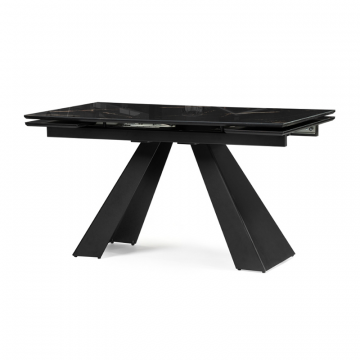 Стеклянный стол Торвальд 140(200)х80х77 обсидиан / черный